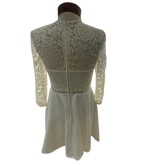 Jodi Kristopher Size 7 Cream Lace Skater Style Dress Bridal Lace Sleeves - Picture 3 of 6